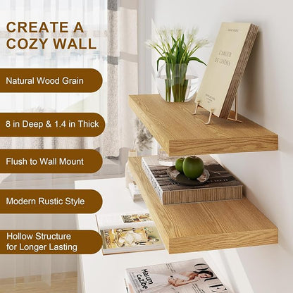 Floating Shelves for Wall, 8 Inch Deep Floating Shelves, Rustic Wood Floating - Image 5
