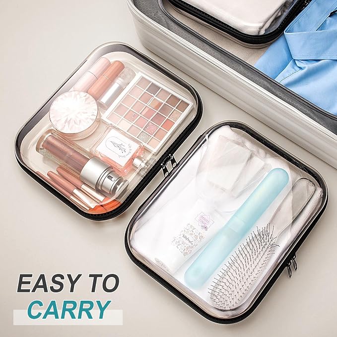 Sanwuta 6 Pcs Clear Hard Zipper Case Hard Plastic Zipper Pouches Transparent - Image 5