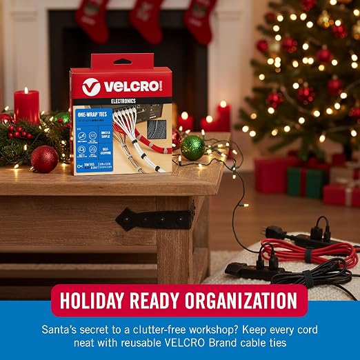 VELCRO Brand 150pk Cable Ties Value Pack, 8in | Stocking Stuffer Gifts - Image 2