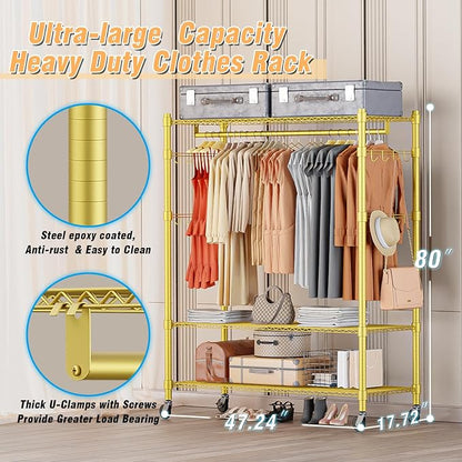 Homdox Gold Heavy Duty Clothes Rack - Image 6