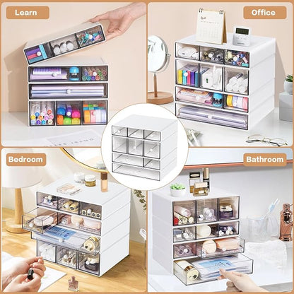 Desk Storage Organizer with 9 Drawers, 4 Tiers Stackable Desktop Craft Storage - Image 6