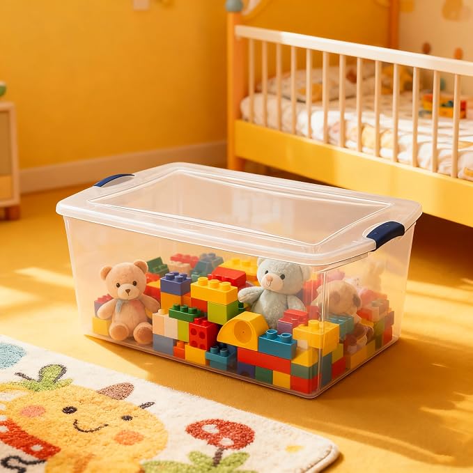 2-Pack 105 Quart Heavy Duty Plastic Storage Bins, Stackable Containers - Image 3