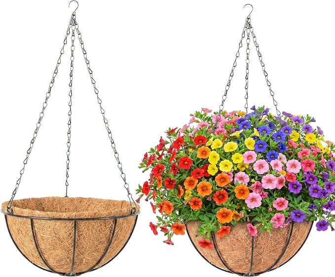 2 Pack 10" Metal Hanging Planter Baskets by ARVINKEY