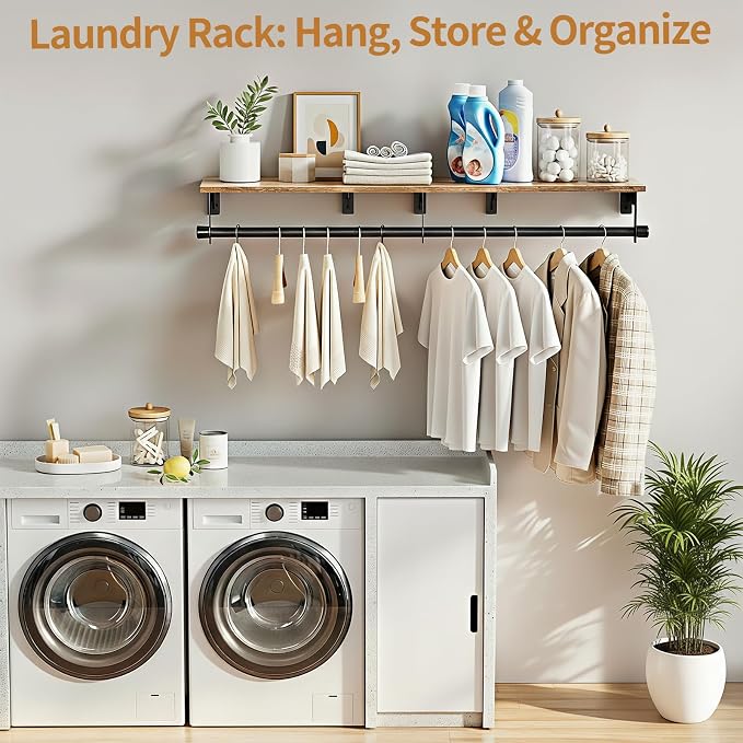Luxspire Wall Mounted Clothes Rack, 43.3inch Clothing Racks - Image 6
