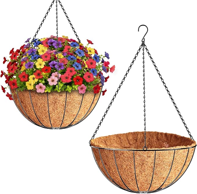 2 Pack 18 Inch Large Hanging Baskets by ZeeDix