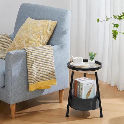 Small Round End Table, 2 Tier Side Table - Image 2