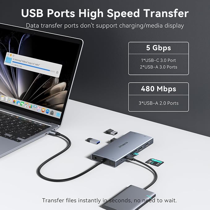 USB C Docking Station Dual Monitor Laptop Docking Station, 15 in 1 Docking - Image 8