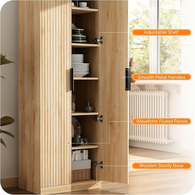 VINGLI 70" Modern Pantry Cabinet - Image 4