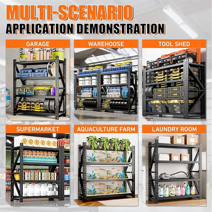 4000LBS 4 Tier Garage Storage Shelves, Heavy Duty Adjustable Storage Rack - Image 5