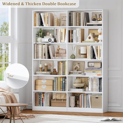 FACBOTALL Bookshelf and Bookcase, 6-Tier Double Wide Bookshelves, Freestanding - Image 7