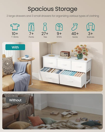 SONGMICS Dresser for Bedroom, Chest of Drawers, TV Stand, 5 Non-Woven Fabric - Image 4