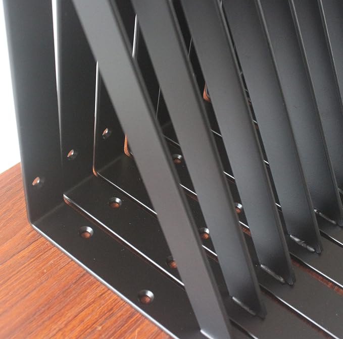 4 Pack L10 x H 8" Black Heavy Duty Shelf Brackets - Image 5