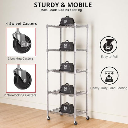 REGILLER 5-Wire Shelving Metal Storage Rack Adjustable Shelves, Standing - Image 6