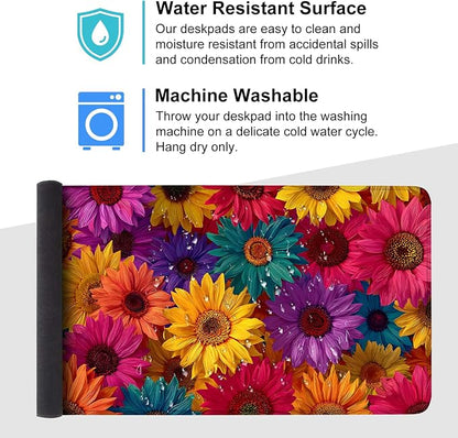 Colorful Floral Mouse Pad – Large Extended Desk Mat 35.43 x 15.75 in – Bright - Image 4