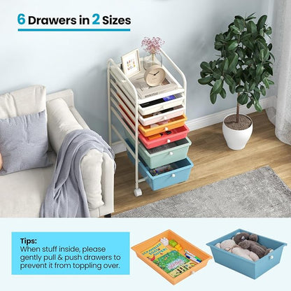 Giantex 6 Storage Drawer Cart Rolling Organizer Cart - Image 5