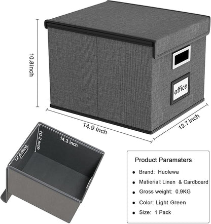 File Organizer Box with Lids, Collapsible File Folder Organizer | File Box with - Image 3