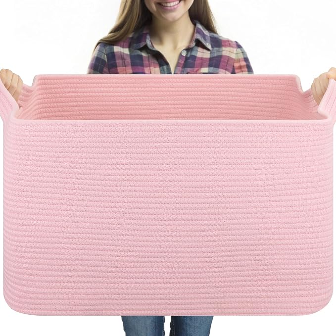 95L Extra Large Blanket Basket, Rectangle Nursery Blanket Storage by OIASKET