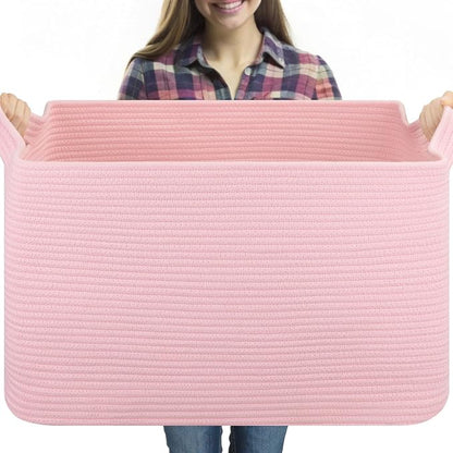 95L Extra Large Blanket Basket, Rectangle Nursery Blanket Storage by OIASKET