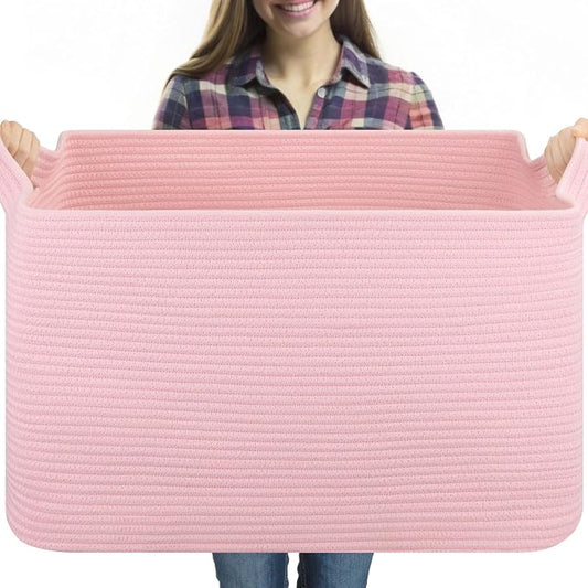 95L Extra Large Blanket Basket, Rectangle Nursery Blanket Storage by OIASKET