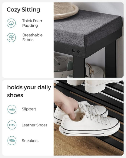 SONGMICS Bamboo Shoe Bench, 3-Tier Shoe Rack Organizer - Image 6