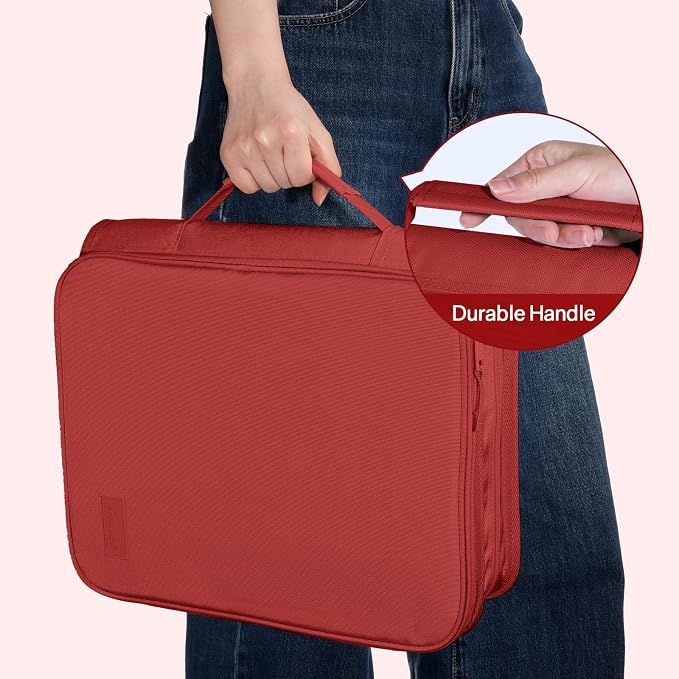 SUNEE Zippered Binder Bag with Handle, 2-Inch 3-Ring O-Ring, 500-Sheet Capacity - Image 7