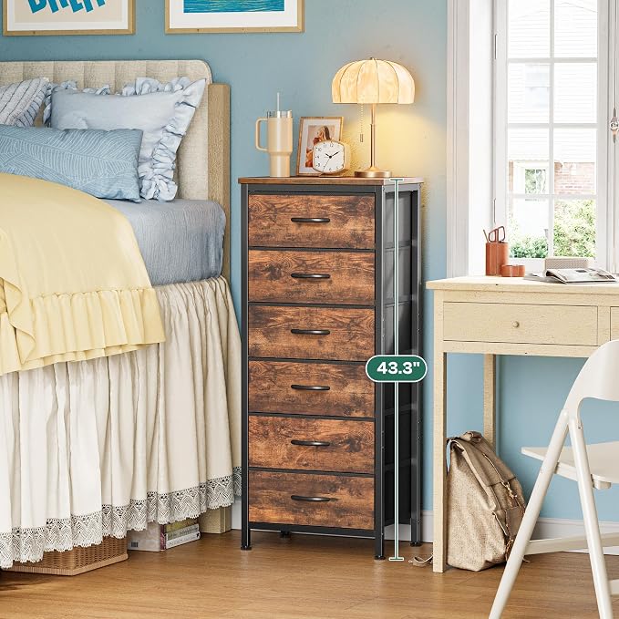 Huuger 43.3 Inch Tall Dresse for Bedroom, 6 Drawer Dresser & Chests of Drawers - Image 3
