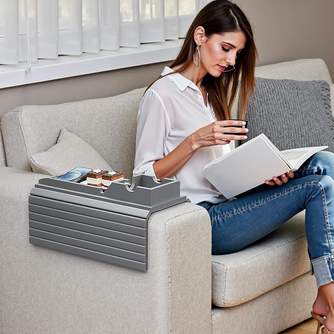 Couch Armrest Table, Sofa Arm Tray - 2 in 1 Anti-Slip Foldable Sofa Armchair - Image 9