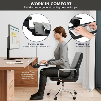 Mount-It! Under Desk Keyboard Tray – Adjustable Slide-Out Keyboard Drawer - Image 2
