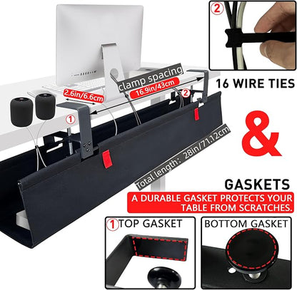 Under Desk Cable Management No Drill – 28" L x 6" W Cord Organizer, Upgraded - Image 2