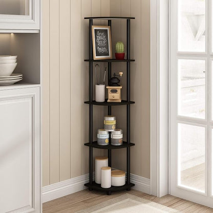 Furinno TURN-N-TUBE Corner Shelf, 5-Tier Corner Bookshelf, Open Storage Shelves - Image 2