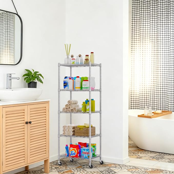 REGILLER 5-Wire Shelving Metal Storage Rack Adjustable Shelves, Standing - Image 7