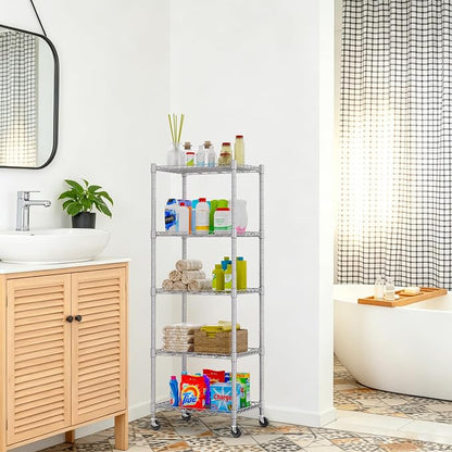 REGILLER 5-Wire Shelving Metal Storage Rack Adjustable Shelves, Standing - Image 7