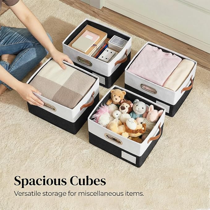 PRANDOM Storage Bins with Lids Linen Fabric Foldable Storage Boxes Organizer - Image 2