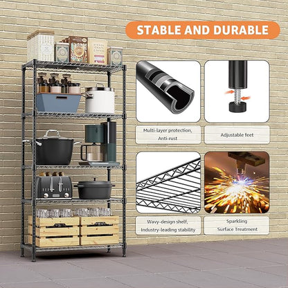 5 Tiers Shelf Metal Storage Shelves Standing 1750 LBs Household Shelf Organizer - Image 8