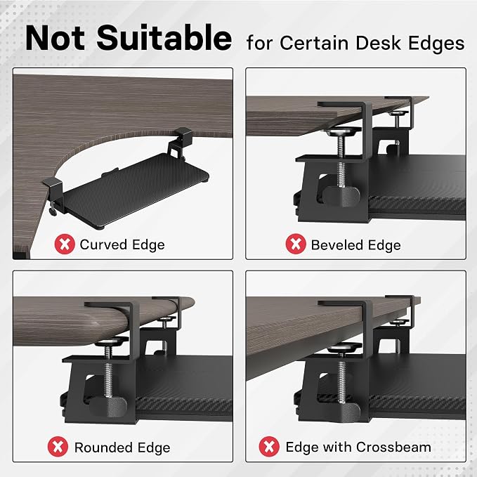 BONTEC KMT01 Under Desk Keyboard Tray, Pull-Out Keyboard & Mouse Platform - Image 3