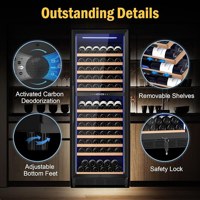 Wine Fridge Dual Zone, Freestanding Wine Cooler Refrigerator 180 Bottles Large - Image 7