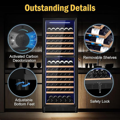 Wine Fridge Dual Zone, Freestanding Wine Cooler Refrigerator 180 Bottles Large - Image 7