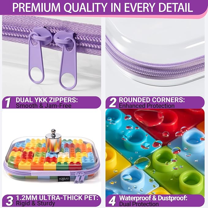 YQBRAO 6 Pack Royal Purple Clear Hard Shell Zipper Case, 1.2mm Heavy Duty Art - Image 5