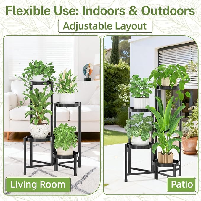iDavosic.ly Plant Stand Indoor Outdoor, 4 Tier Corner Metal Flower Display - Image 6