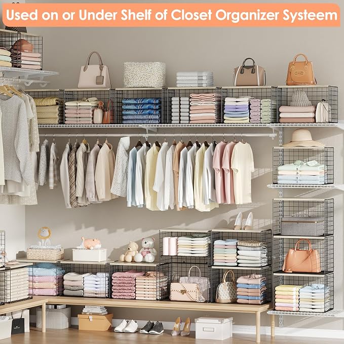 5-Tier Large Stackable Closet Organizer and Storage Basket, Sturdy Closet Shelf - Image 9