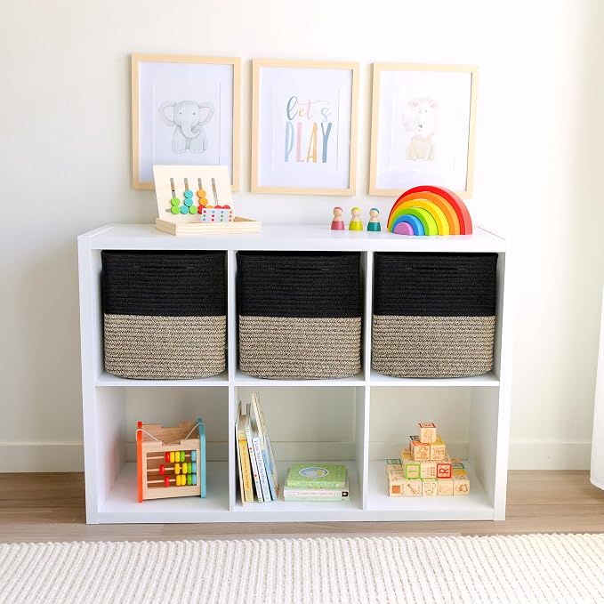 NaturalCozy 13 Inch Cube Storage Bins Cotton Rope Woven Baskets - Image 3
