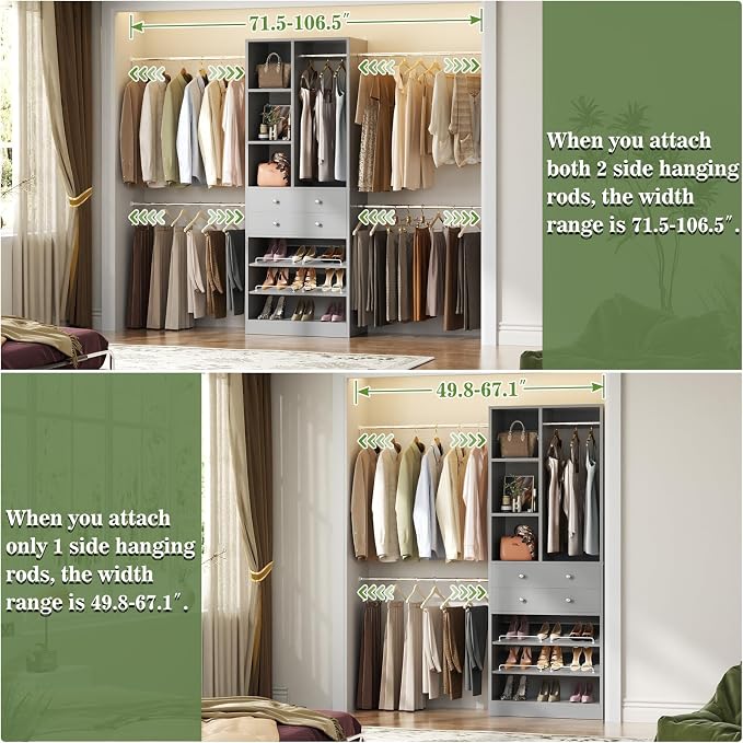 Besiost Closet System, 4.2–8.8 FT Closet Organizer - Image 6
