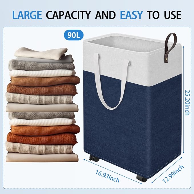 HomeHacks 90L Rolling Laundry Hamper - Image 2