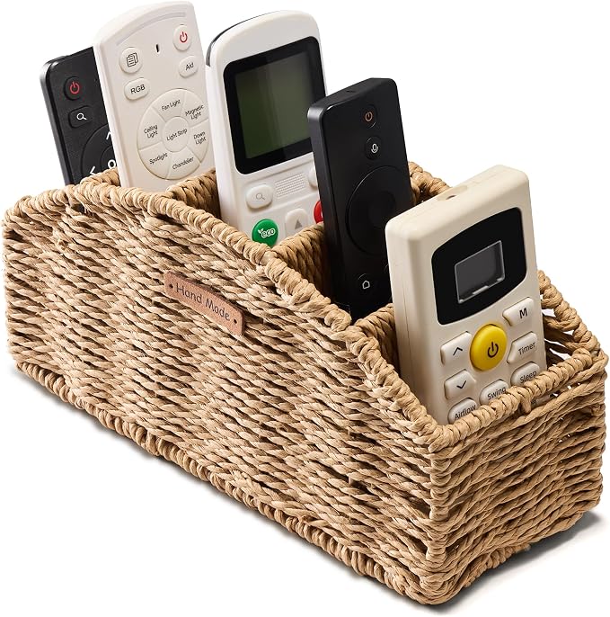 Handwoven Remote Control Holder Basket by Mokof