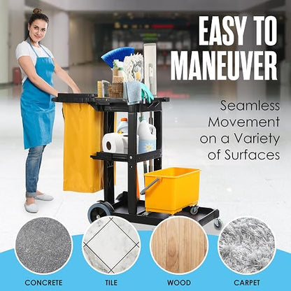 Houseables Cleaning Cart, Janitorial Cart, Cleaning Caddy - Image 6
