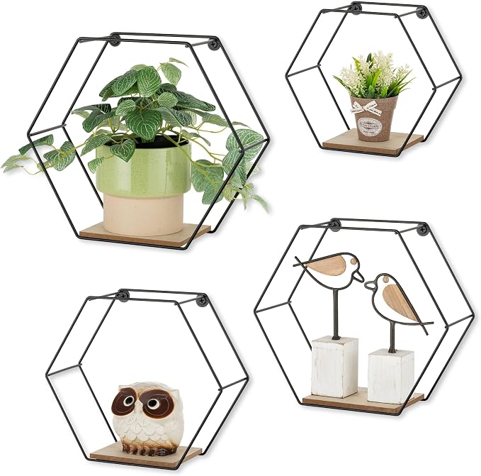 Hexagon Shelves Black for Wall by Walasis