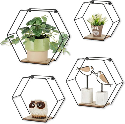 Hexagon Shelves Black for Wall by Walasis