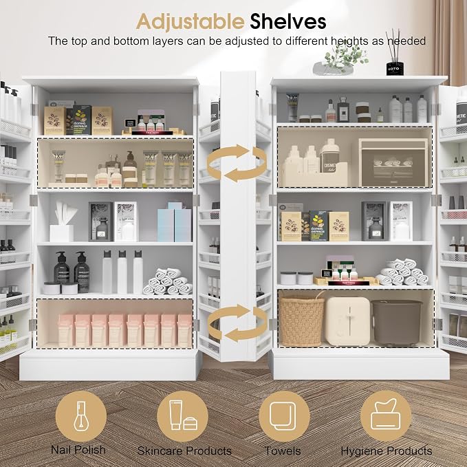 BarberPub Storage Cabinet, Adjustable Shelves, - Image 5