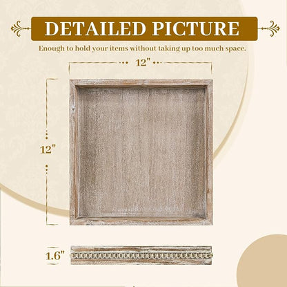MAONAME Wood Serving Tray, Farmhouse Wooden Tray - Image 2