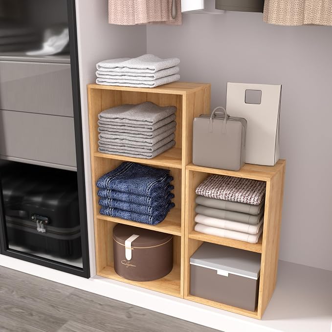 Wooden 3 Cube Storage Organizer, 3 Tier Low Bookcase Freestanding Storage - Image 2